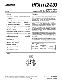 HFA1112/883 datasheet: Ultra High Speed Programmable Gain Buffer Amplifier HFA1112/883