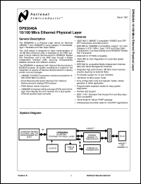 DP83840AVCE datasheet: 10/100 Mb/s Ethernet Physical Layer DP83840AVCE