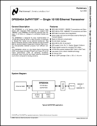 DP83846AVHG datasheet: DsPHYTER - Single 10/100 Ethernet Transceiver [Preliminary] DP83846AVHG