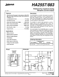 HA-2557/883 datasheet: Wideband Four Quadrant Analog Multiplier HA-2557/883