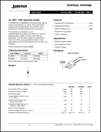 RHRP860 datasheet: 8A, 400V - 600V Hyperfast Diodes RHRP860