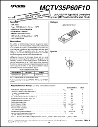 MCTV35P60F1D datasheet: 35A, 600V P-Type MOS Controlled Thyristor MCTV35P60F1D