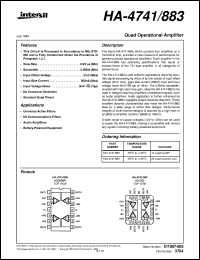 HA-4741/883 datasheet: Quad Operational Amplifier HA-4741/883