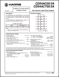 CD54ACT05F3A datasheet: Hex Inverters, Open-Drain Outputs CD54ACT05F3A