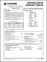 CD54AC109F3A datasheet: Dual J-K Flip-Flop with Set and Reset CD54AC109F3A