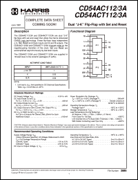 CD54AC112F3A datasheet: Dual J-K Flip-Flop with Set and Reset CD54AC112F3A