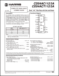 CD54ACT112F3A datasheet: Dual J-K Flip-Flop with Set and Reset CD54ACT112F3A