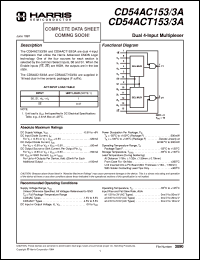 CD54AC153F3A datasheet: Dual 4-Input Multiplexer CD54AC153F3A