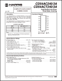 CD54AC240F3A datasheet: Octal Buffer/Line Driver Three-State, Inverting CD54AC240F3A