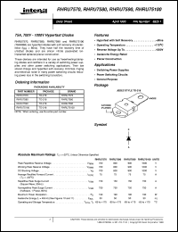 RHRU7590 datasheet: 75A, 700V - 1000V Hyperfast Diode RHRU7590