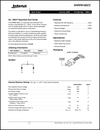 RHRP8100CC datasheet: 8A, 1000V Hyperfast Dual Diode RHRP8100CC