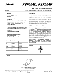 FSF254R datasheet: 18A, 250V, 0.170 Ohm, Rad Hard, SEGR Resistant, N-Channel Power MOSFETs FSF254R