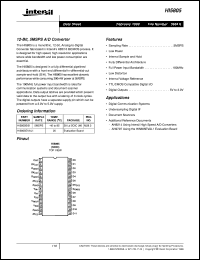 HI5805 datasheet: 12-Bit, 5 MSPS A/D Converter HI5805