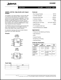 HA4600 datasheet: 480MHz, SOT-23, Video Buffer with Output Disable HA4600