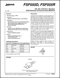 FSF055R datasheet: 25A, 60V, 0.020 Ohm, Rad Hard, SEGR Resistant, N-Channel Power MOSFETs FSF055R