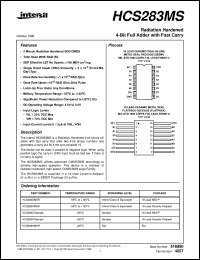 HCS283MS datasheet: Radiation Hardened 4-Bit Full Adder with Fast Carry HCS283MS