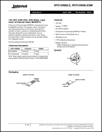 RFD15N06LE datasheet: 15A, 60V, 0.065 Ohm, ESD Rated, Logic Level, N-Channel Power MOSFETs RFD15N06LE