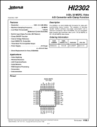 HI2302 datasheet: 8-Bit, 50 MSPS, Video A/D Converter with Clamp Function HI2302