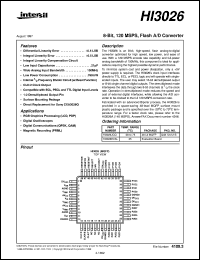 HI3026 datasheet: 8-Bit, 120 MSPS, Flash A/D Converter HI3026