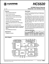 HC5520 datasheet: CO/PABX Polarity Reversal Subscriber Line Interface Circuit HC5520