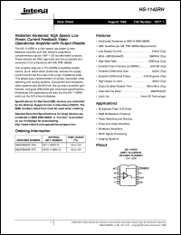 HS-1145RH datasheet: Radiation Hardened, High Speed, Low Power, Current Feedback Video Operational Amplifier with Output Disable HS-1145RH