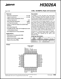 HI3026A datasheet: 8-Bit, 140 MSPS, Flash A/D Converter HI3026A