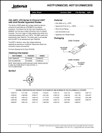 HGTP12N60C3D datasheet: 24A, 600V, UFS Series N-Channel IGBT with Anti-Parallel Hyperfast Diodes HGTP12N60C3D