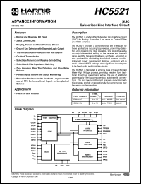 HC5521 datasheet: SLIC Subscriber Line Interface Circuit HC5521