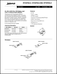 RFD8P06LE datasheet: 8A, 60V, 0.300 Ohm, ESD Rated, Logic Level, P-Channel Power MOSFET RFD8P06LE