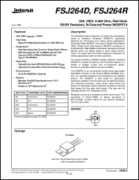FSJ264R datasheet: 33A, 250V, 0.080 Ohm, Rad Hard, SEGR Resistant, N-Channel Power MOSFETs FSJ264R