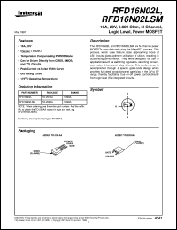 RFD16N02LSM datasheet: 16A, 20V, 0.022W , N-Channel Logic Level Power MOSFET RFD16N02LSM