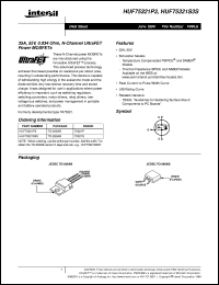 HUF75321P3 datasheet: 35A, 55V, 0.034 Ohm, N-Channel UltraFET Power MOSFETs HUF75321P3