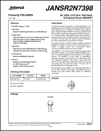 JANSR2N7398 datasheet: 2A, 500V, 2.50 Ohm, Rad Hard,  N-Channel Power MOSFET JANSR2N7398