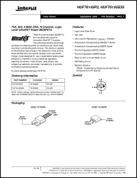 HUF76145S3S datasheet: 75A, 30V, 0.0045 Ohm, N-Channel, Logic Level UltraFET Power MOSFETs HUF76145S3S