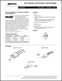 HUF75344G3 datasheet: 75A, 55V, 0.008 Ohm, N-Channel UltraFET Power MOSFETs HUF75344G3