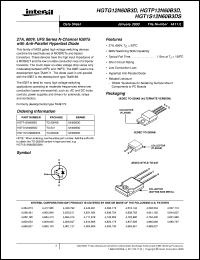 HGTG12N60B3D datasheet: 27A, 600V, UFS Series N-Channel IGBTs with Anti-Parallel Hyperfast Diode HGTG12N60B3D