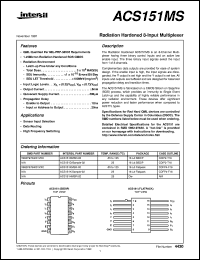 ACS151MS datasheet: Radiation Hardened 8-Input Multiplexer ACS151MS