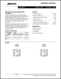 HFA3135 datasheet: Ultra High Frequency Matched Pair Transistors HFA3135