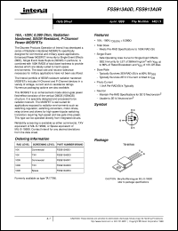 FSS913AOD datasheet: 10A, -100V, 0.280 Ohm, Rad Hard, SEGR Resistant, P-Channel Power MOSFETs FSS913AOD