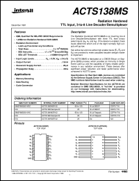 ACTS138MS datasheet: Radiation Hardened TTL Input, 3-to-8 Line Decoder/Demultiplexer ACTS138MS