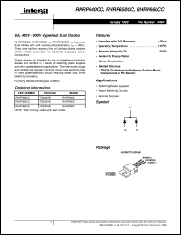 RHRP640CC datasheet: 6A, 400V - 600V Hyperfast Dual Diodes RHRP640CC