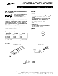 HUF75332G3 datasheet: 60A, 55V, 0.019 Ohm, N-Channel UltraFET Power MOSFETs HUF75332G3