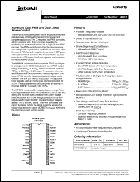 HIP6019 datasheet: Advanced Dual PWM and Dual Linear Power Control HIP6019