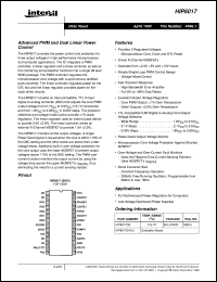 HIP6017 datasheet: Advanced PWM and Dual Linear Power Control HIP6017