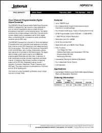 HSP50216 datasheet: Four-Channel Programmable Digital DownConverter HSP50216