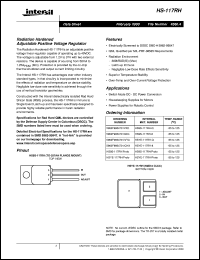 HS-117RH datasheet: Radiation Hardened Adjustable Positive Voltage Regulator HS-117RH