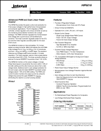 HIP6016 datasheet: Advanced PWM and Dual Linear Power Control HIP6016