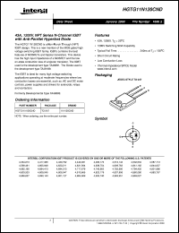 HGTG11N120CND datasheet: 43A, 1200V, NPT Series N-Channel IGBT with Anti-Parallel Hyperfast Diode HGTG11N120CND