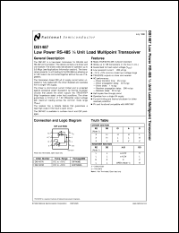 DS1487MX datasheet: Low Power RS-485/1/4 Unit Load Multipoint Transceiver DS1487MX