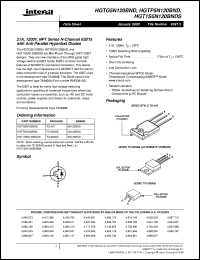 HGTG5N120BND datasheet: 21A, 1200V, NPT Series N-Channel IGBTs with Anti-Parallel Hyperfast Diodes HGTG5N120BND